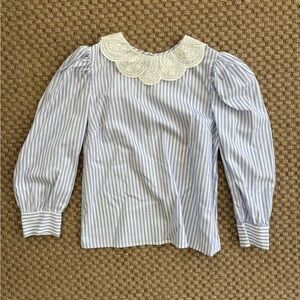 Nina Blanc Size Medium Puff Sleeve Blouse NWOT